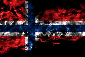 Norway, Norwegian smoke flag isolated on black background