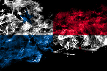 Panama, Panamanian smoke flag isolated on black background