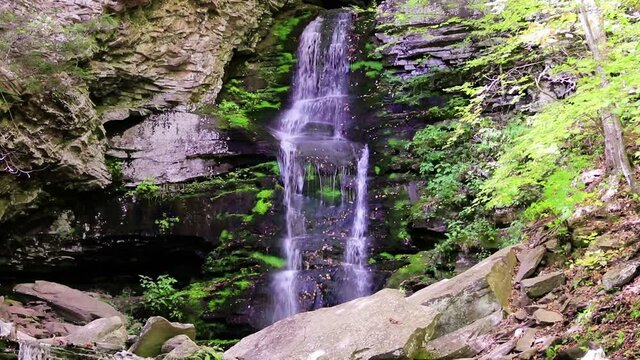 Buttermilk Falls high tier in autumn at Peekamoose Forest Catskills