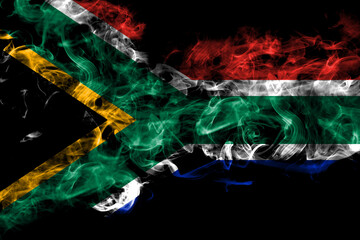 South Africa, African smoke flag isolated on black background