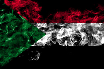 Sudan smoke flag isolated on black background