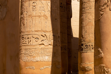 Pillars at Karnak Temple. Great Hypostyle of Luxor, Egypt