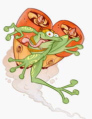frog with a rocket