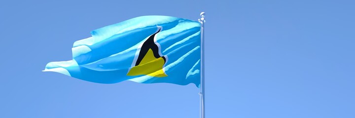 3D rendering of the national flag of Saint Lucia waving in the wind