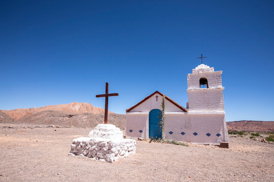 The small Capilla de San Isidro, Catarpe, Antofagasta Region, Chile