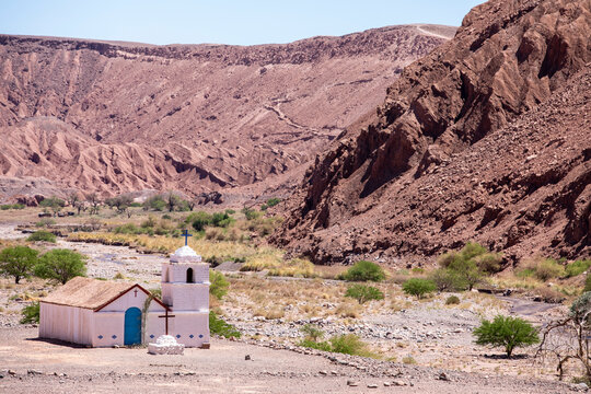 The small Capilla de San Isidro, Catarpe, Antofagasta Region, Chile