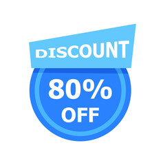 Sale discount icon with white background. Special offer price signs, Discount 80% OFF