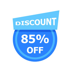 Sale discount icon with white background. Special offer price signs, Discount 85% OFF