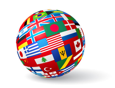 World flags sphere. Vector illustration