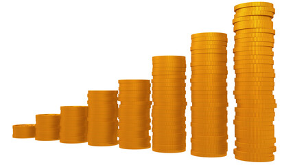 gold coins isolated on a white backgroun 3d rendering