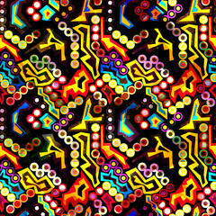 Obraz premium color abstract ethnic seamless pattern in graffiti style with elements of urban modern style bright quality illustration for your design