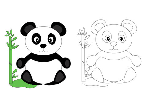 Page of coloring book for children. Cute panda.  Hand painted animal sketches in a simple style. T-shirt print, label, patch or sticker. Vector illustration.
