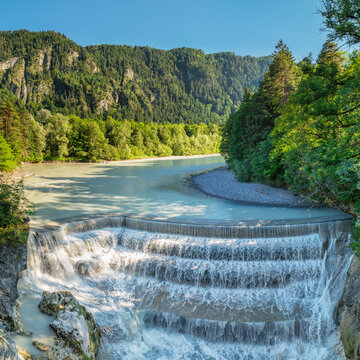 Lech River Waterfall, Fussen, Allgau, Schwaben, Bavaria