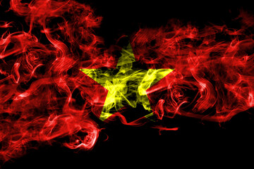 Vietnam smoke flag isolated on black background