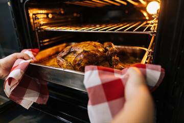 Christmas food. Oven-roasted poultry for Christmas dinner