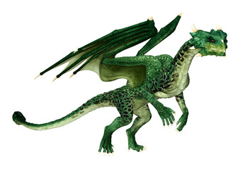 3D Rendering Fairy Tale Dragon on White