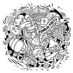 Cartoon vector doodles Happy Halloween illustration.