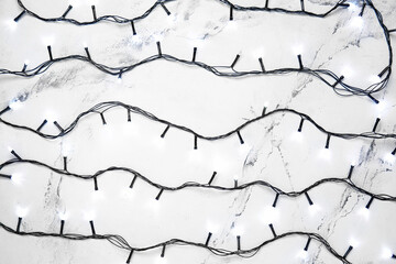 Christmas garland on light background