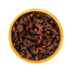 Baking cranberries in a wood bowl isolate on a white background