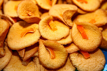 delicious cakes in the form of potassium, decorated with orange peel