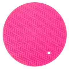 Trendy round pink trendy table mat with hexagonal pattern background surface