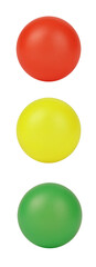 Three simple red yellow green plastic balls