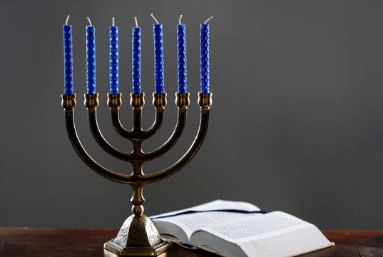 Open Torah And The Menorah (Seven-lamp Hebrew Lampstand), Symbol Of Judaism Since Ancient Times, France