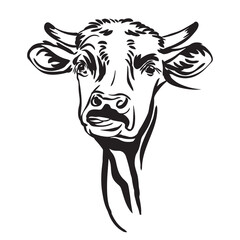 Cute funny abstract portrait of the bull vector
