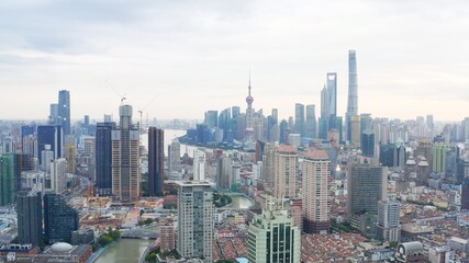 aerial view of Shanghai city