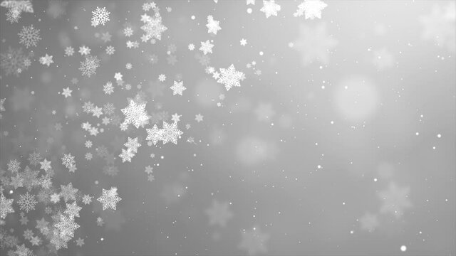 Snow falling winter snowflakes light particles christmas new year Loop frame border animation Background. Winter falling snow, snowflake. background for Merry Christmas and Holiday, Happy New Year.