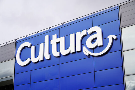 cultura logo sign text front of shop facade of cultural bookshop retailer