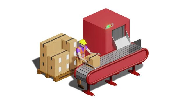 Warehouse worker perspective 3d animation loop