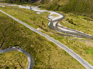 Road nearby Te Anau lake, South island, New Zealand