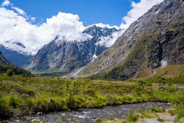 Fototapeta na wymiar Snow capped mountain in South Island of New Zealand