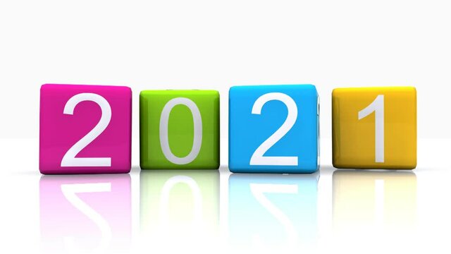 Nuovo anno in arrivo - 2021 con render 3d colorato su sfondo