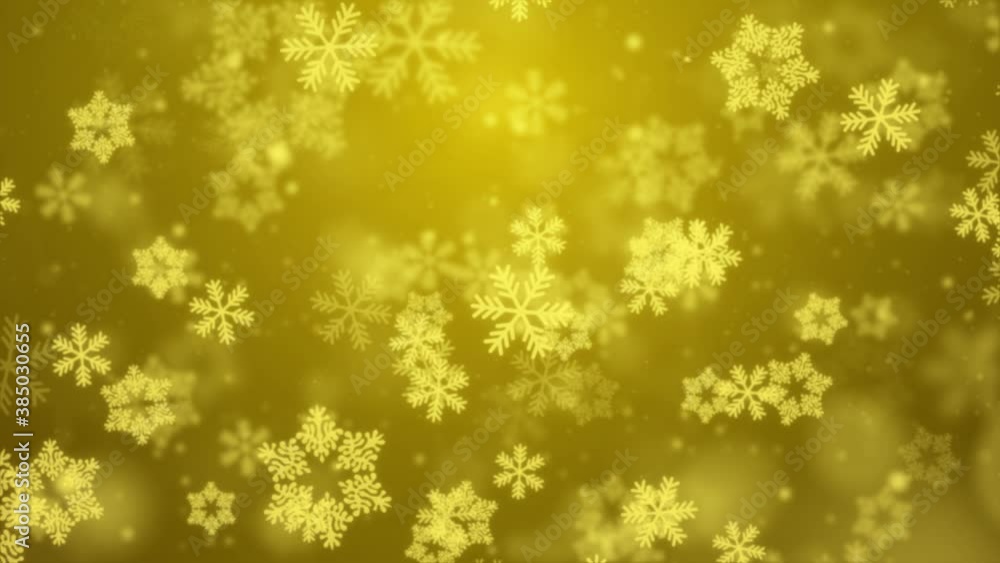 Poster golden snow falling snowfall snowflake particles seamlessly loop screen animation. 2020 new year, me