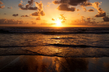 Sunset at Mozambique beach sea