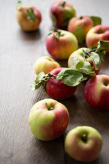 ripe apples on a  table