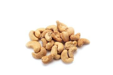 Cashew nut on a white background with shadows