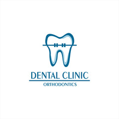 Braces Tooth Dental Care Logo . Tooth Dental Wire Orthodontic Logo Design Stock Vector . Tooth Dentist Dental Clinic Logo Design