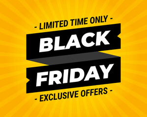 Black friday exclusive offers banner in flat design