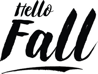 Hello Fall Bold Calligraphy Black Color Text On White Background