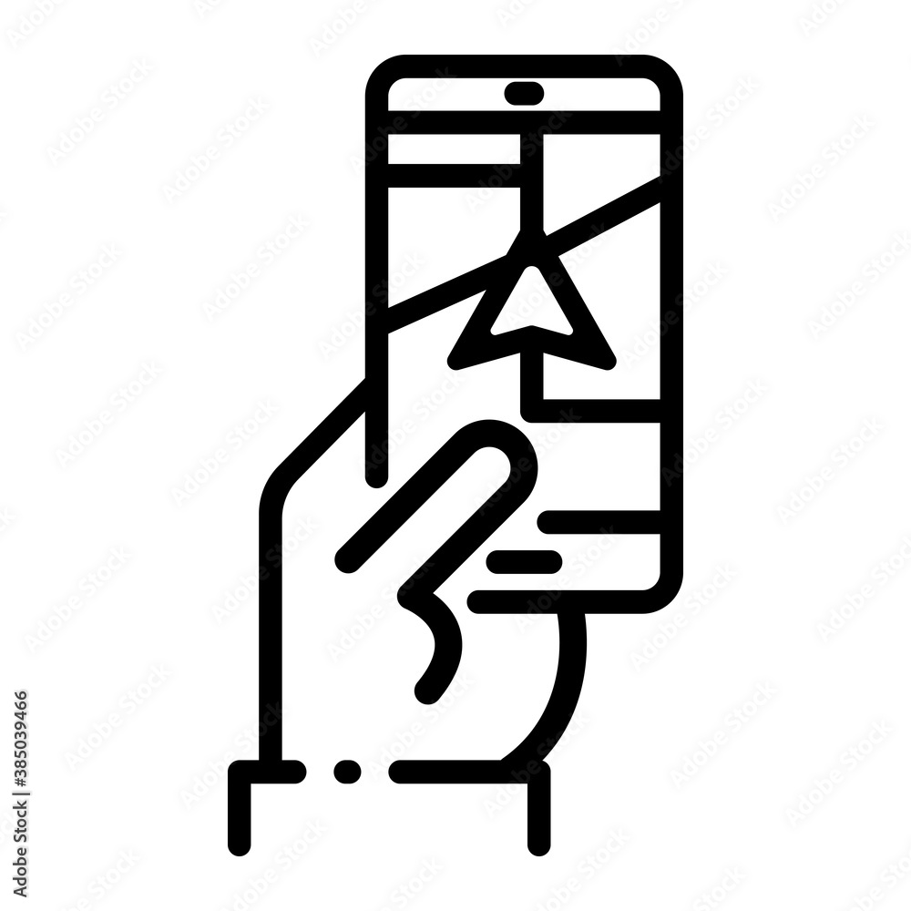 Poster pixel perfect mobile smartphone navigation line icon