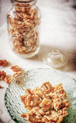 Walnut kernels rich of Omega-3 polyunsaturated fatty acid and antioxidants, healthy food for a snatch