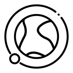 Pixel perfect earth globe moon orbit line icon