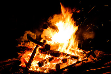 fire in the fireplace