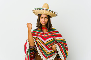 Young mexican woman isolated on white background