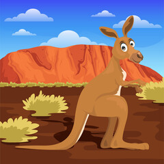 kangaroo cartoon in the dessert stock vector illustration