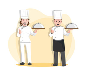 Chef Vector Illustration Design, Professional cooks Restaurant  Kitchen