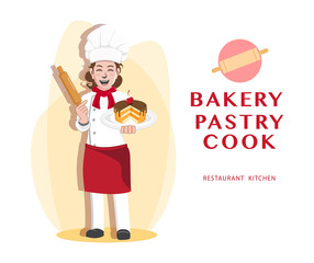 Professional Pastry Chef Bakery, Chef Vector Illustration Design.